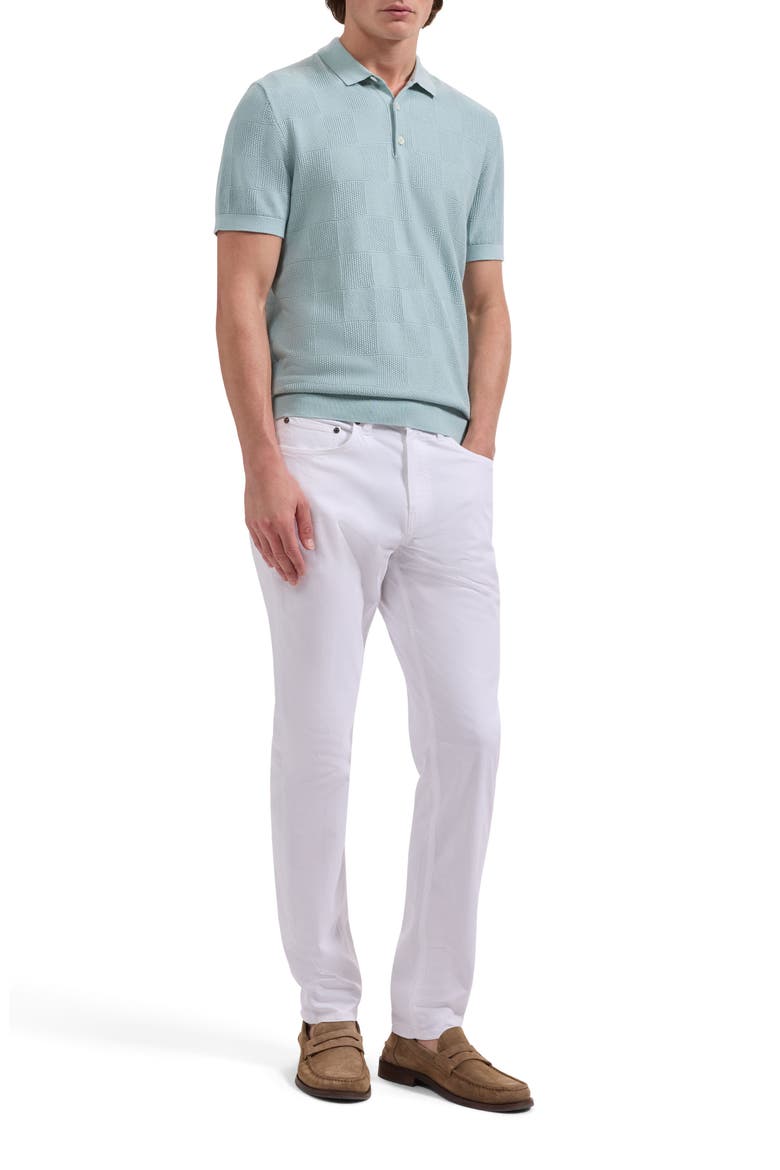 Checkerboard Stitch Polo Sweater, Alternate, color, SEAFOAM