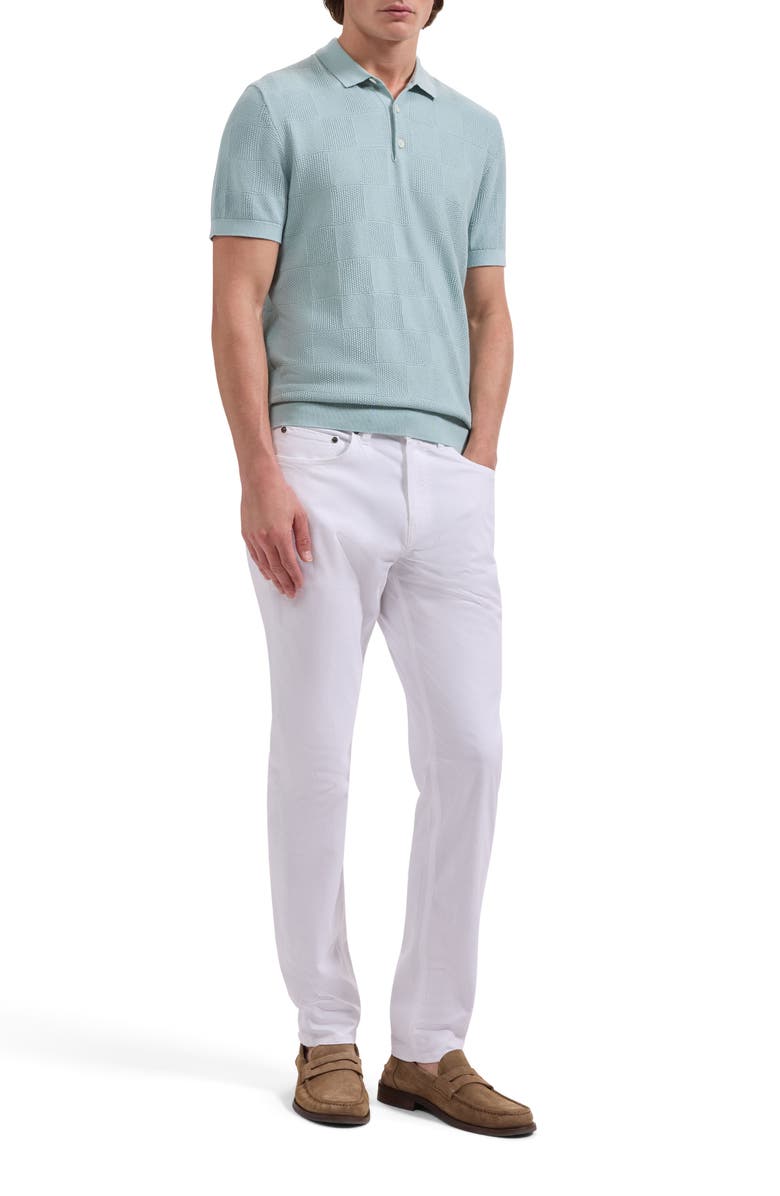 Bugatchi Checkerboard Stitch Polo Sweater, Alternate, color, Seafoam