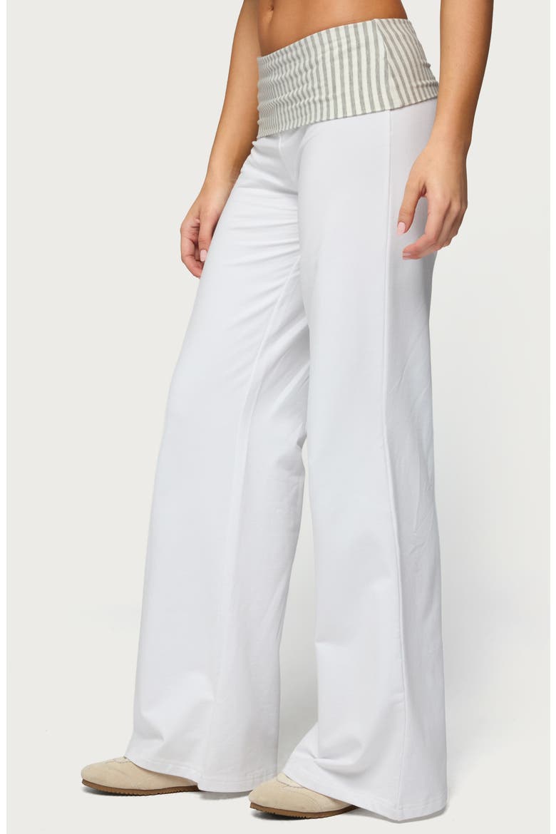 Meshey Striped Foldover Pants, Alternate, color, WHITE
