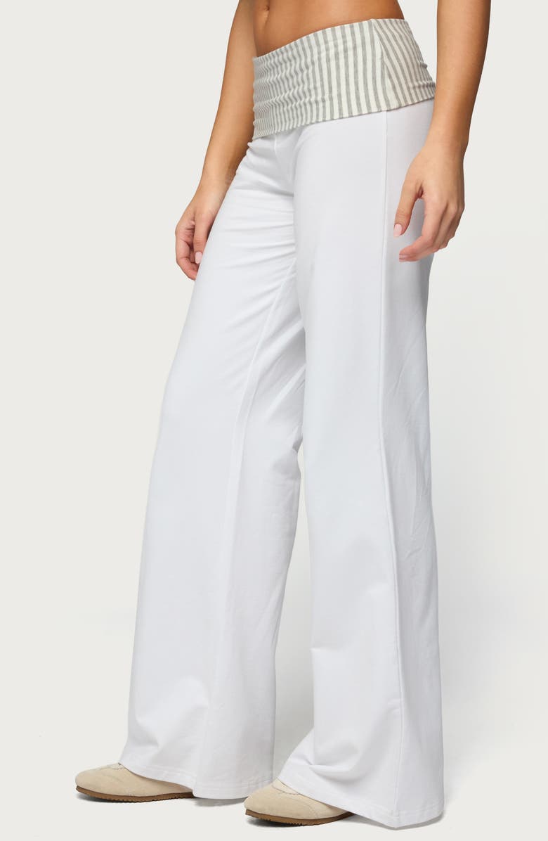 EDIKTED Meshey Striped Foldover Pants, Alternate, color, 