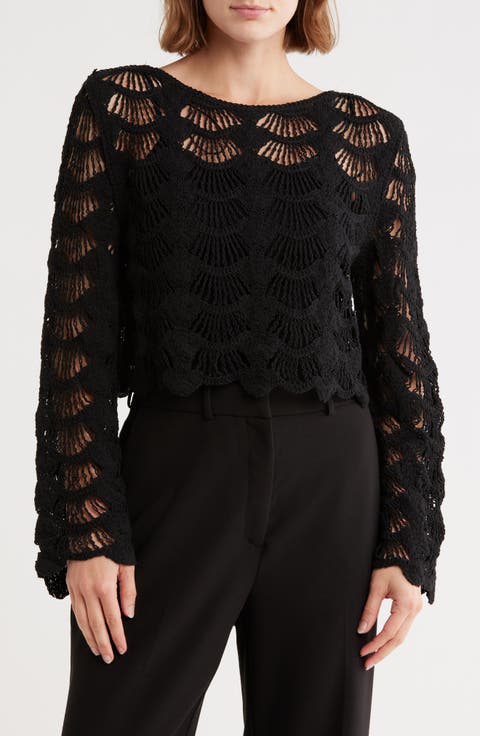 Boat Neck Open Stitch Sweater