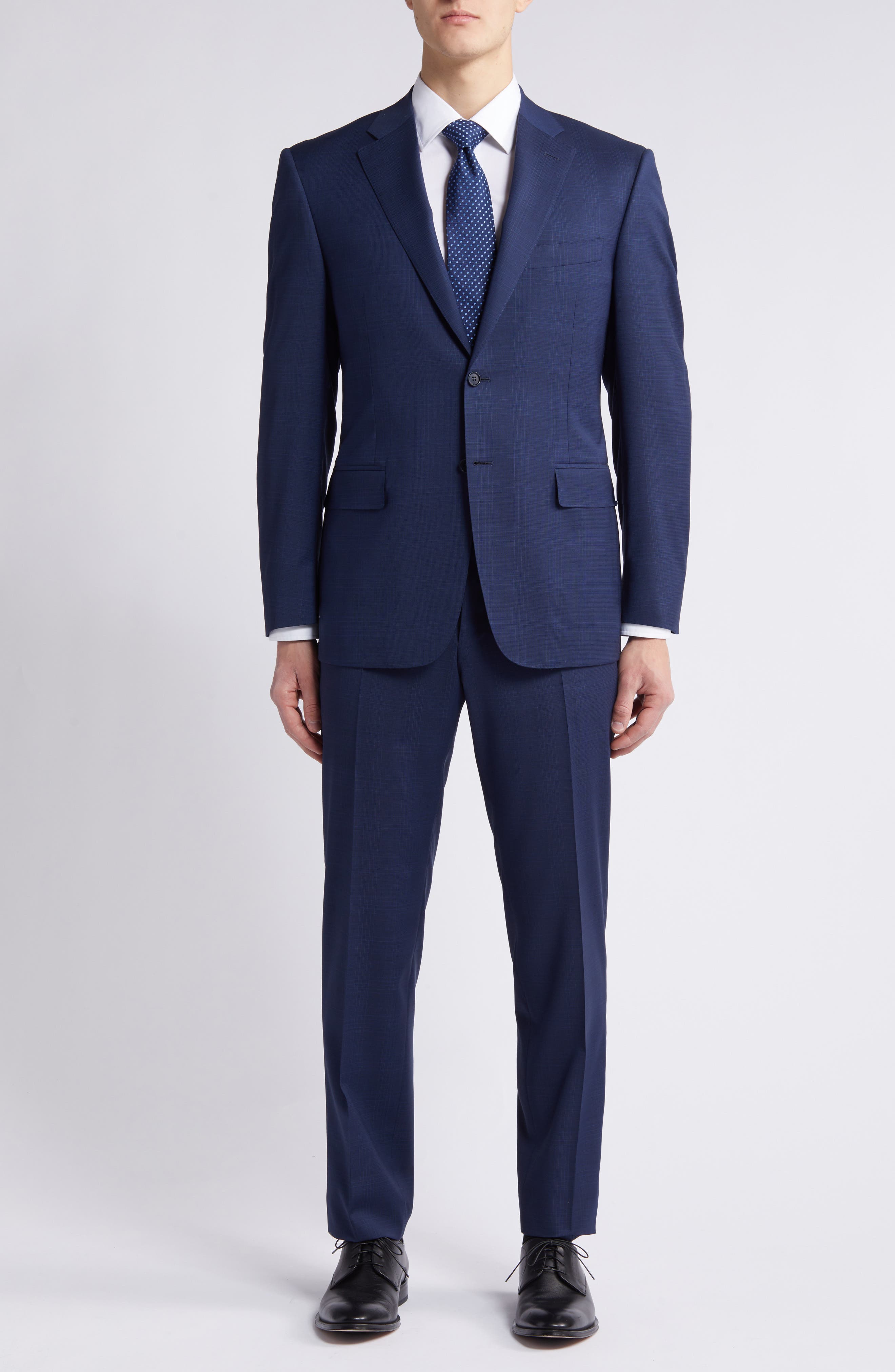 Canali Siena Regular Fit Plaid Wool Suit