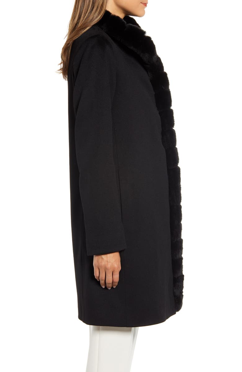 Fleurette Wool Car Coat with Genuine Rex Rabbit Fur Trim, Alternate, color, 