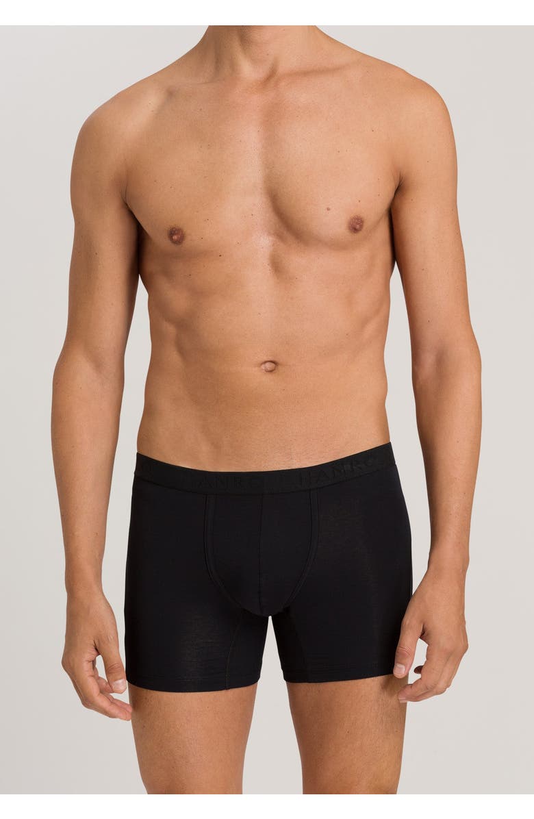 Hanro Cotton Essentials Cotton Long Boxer Brief, Alternate, color, All Black