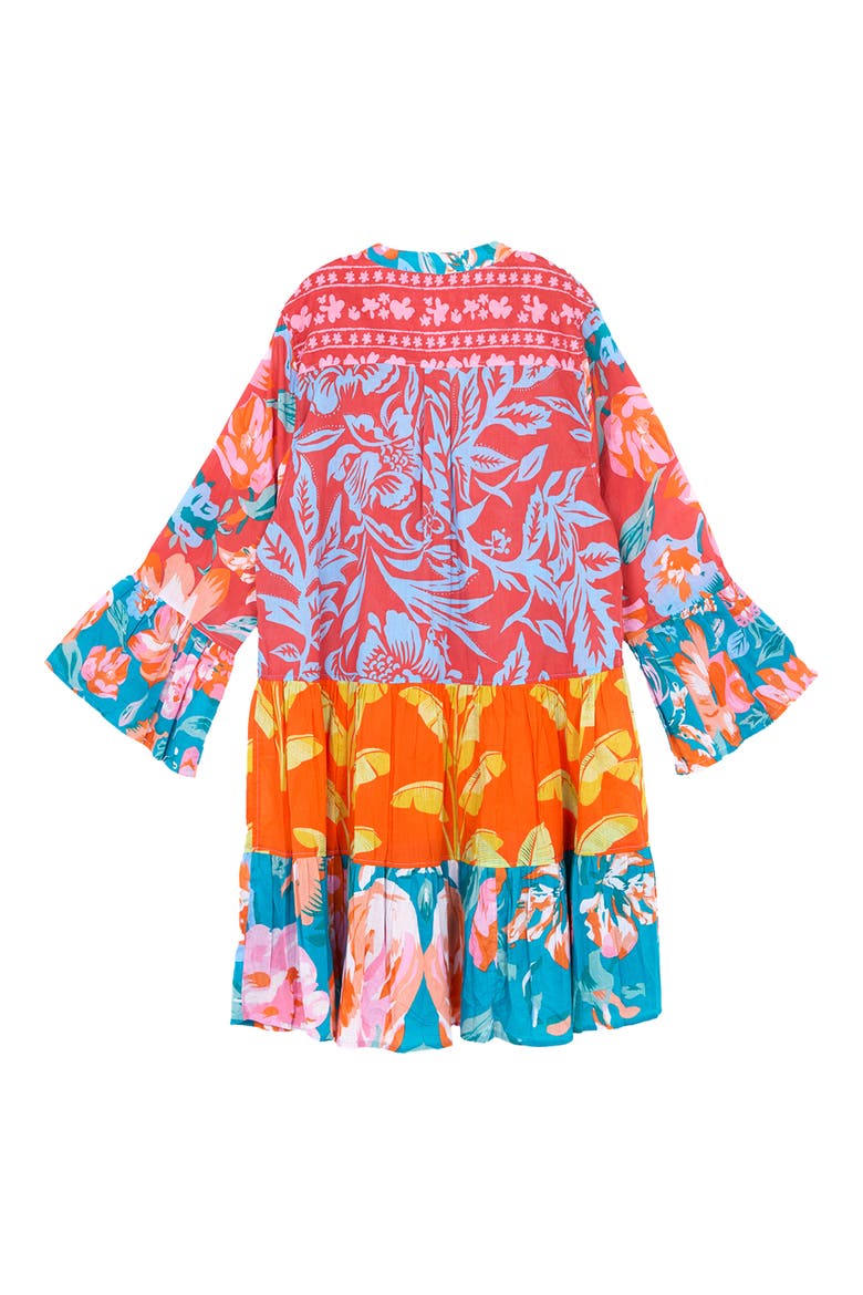 Mixed Floral Tunic Dress, Alternate, color, RED MULTI