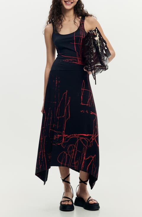 Abstract Print Sleeveless Dress