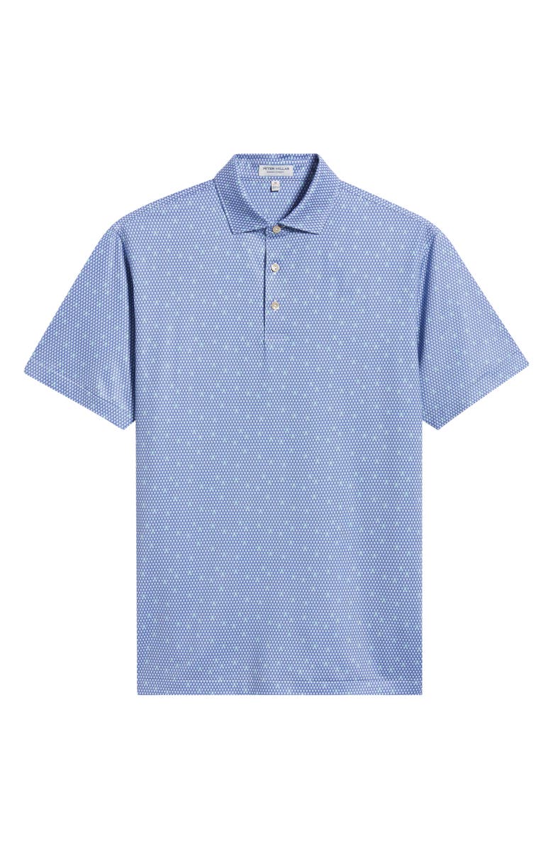 Peter Millar Geometric Skull Print Performance Jersey Polo, Main, color, White/ Sport Navy