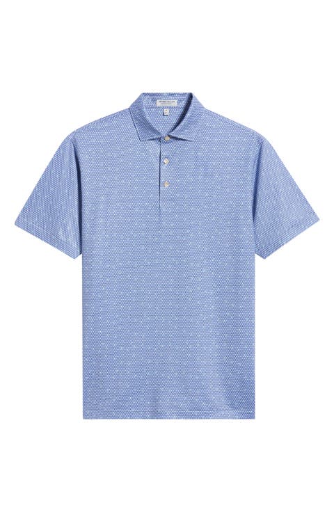 Geometric Skull Print Performance Jersey Polo
