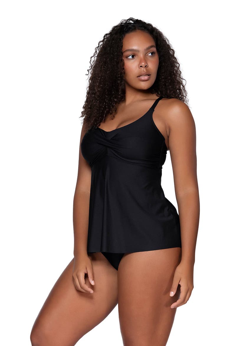 Tori Tankini Swimsuit Top, Alternate, color, Black