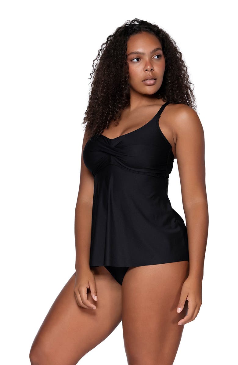 Sunsets Escape Tori Tankini Swimsuit Top, Alternate, color, Black