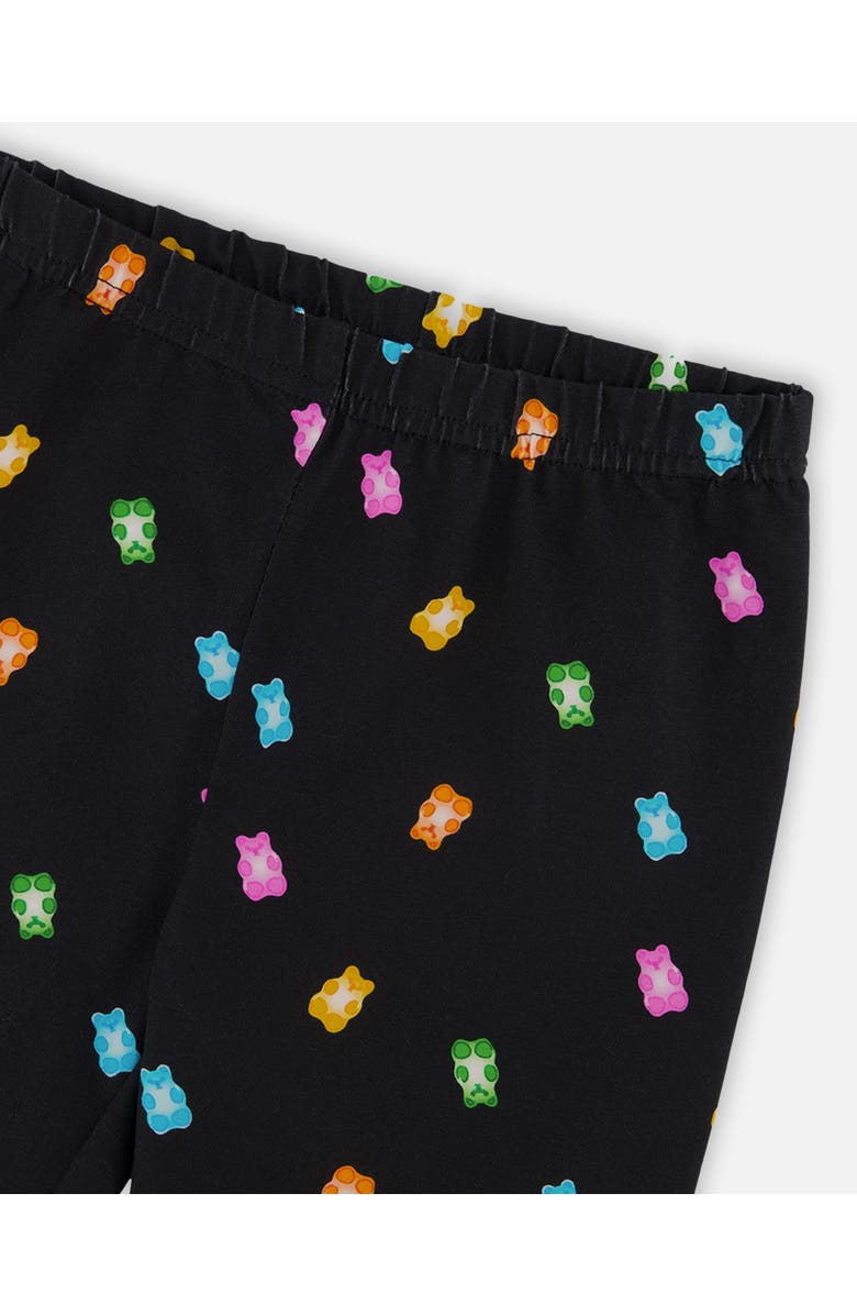 Deux par Deux Little Girl's Printed Capri Legging Black And Multicolored Gummies, Alternate, color, 