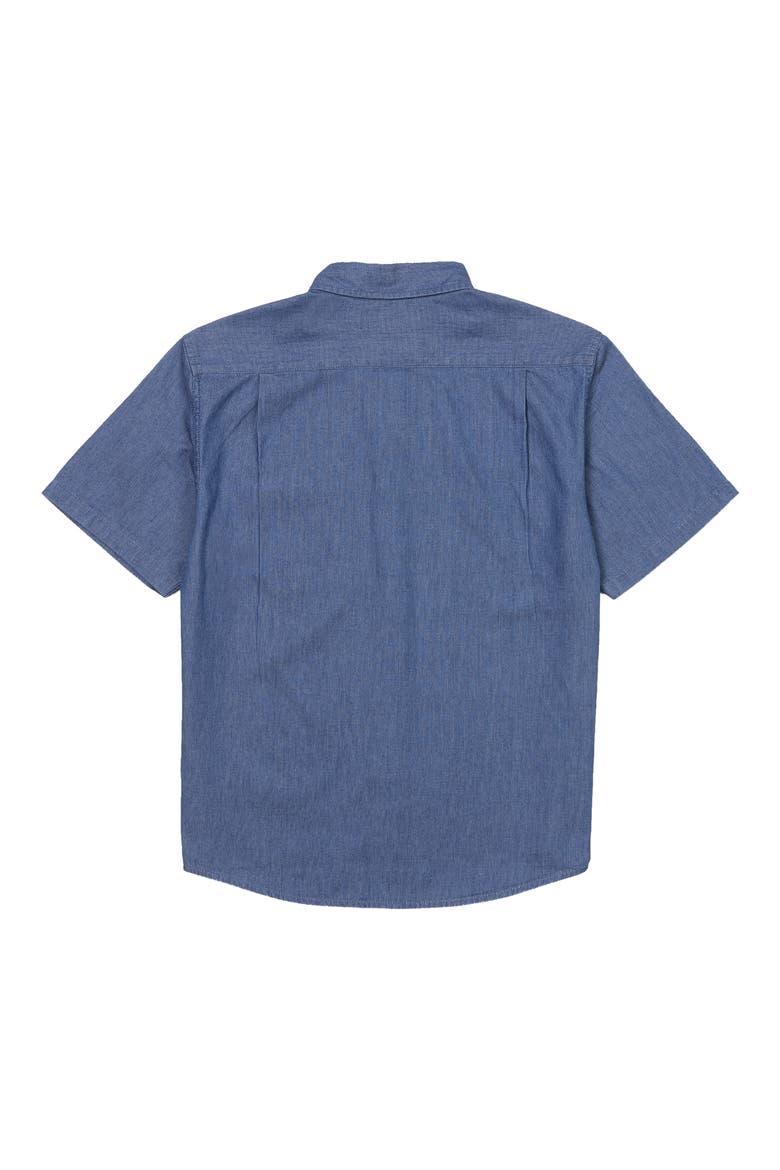 Denim Days Stripe Short Sleeve Button-Up Shirt, Alternate, color, INDIGO