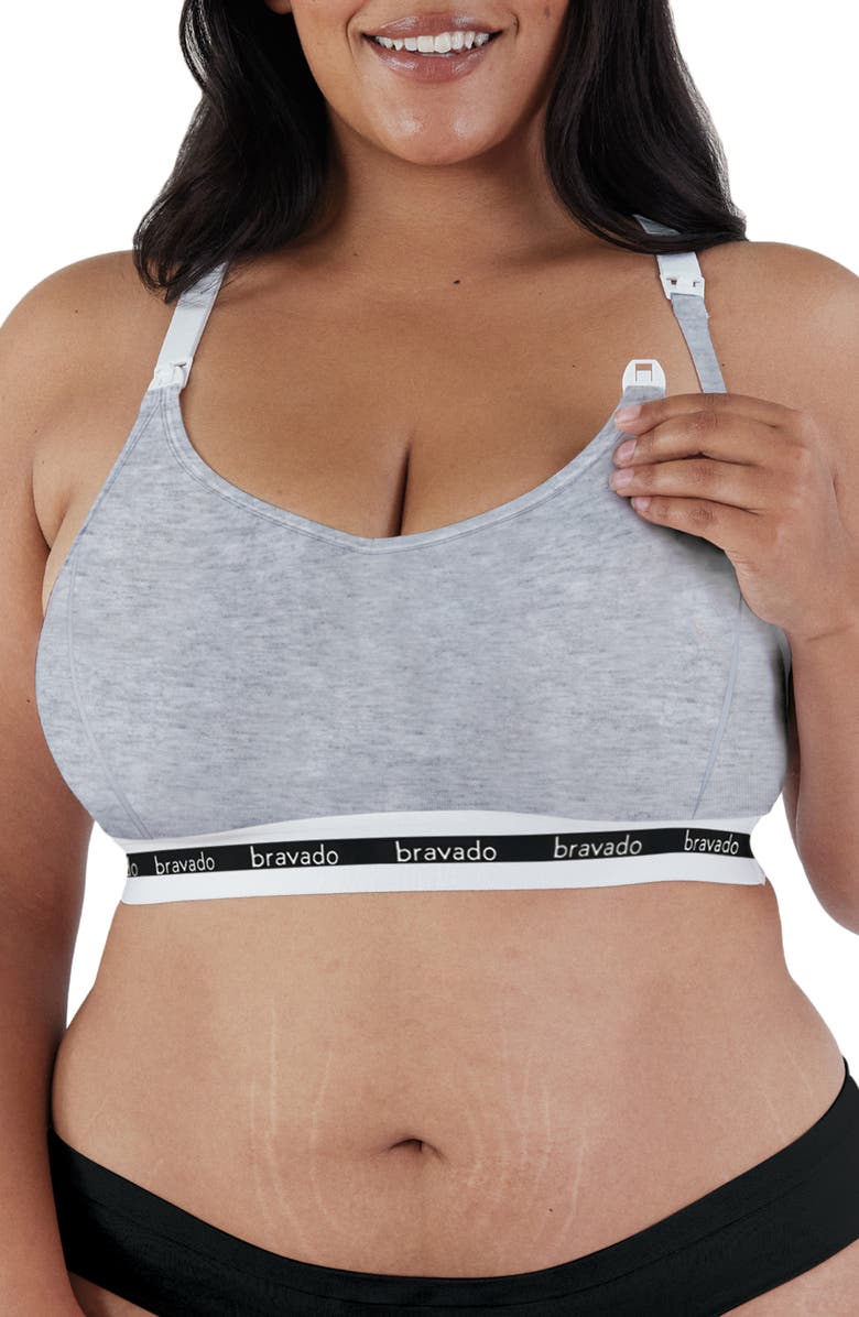 Bravado Designs Original Organic Cotton Blend Extended Cup Maternity/Nursing Bra, Alternate, color, Dove Heather