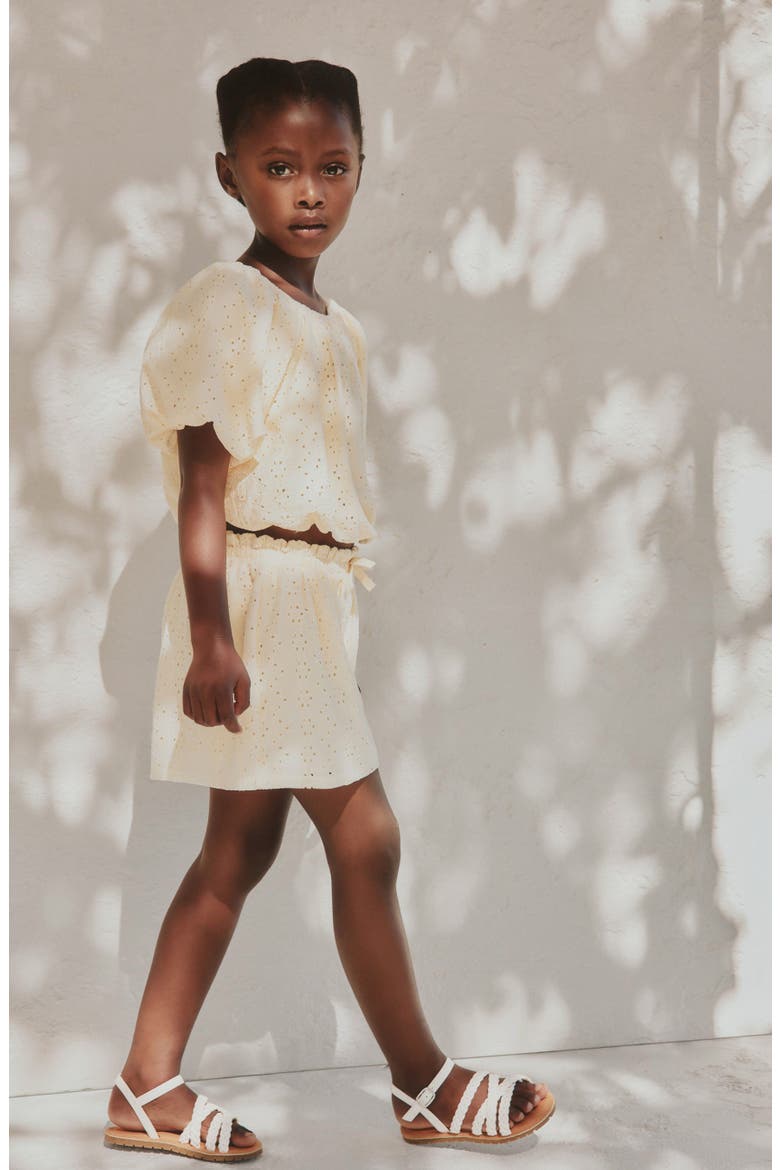 Kids' Broderie Top & Shorts Set, Alternate, color, YELLOW