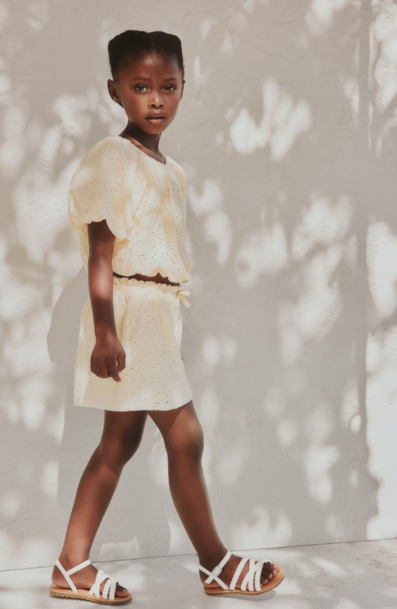 NEXT Kids' Broderie Top & Shorts Set, Alternate, color, Yellow