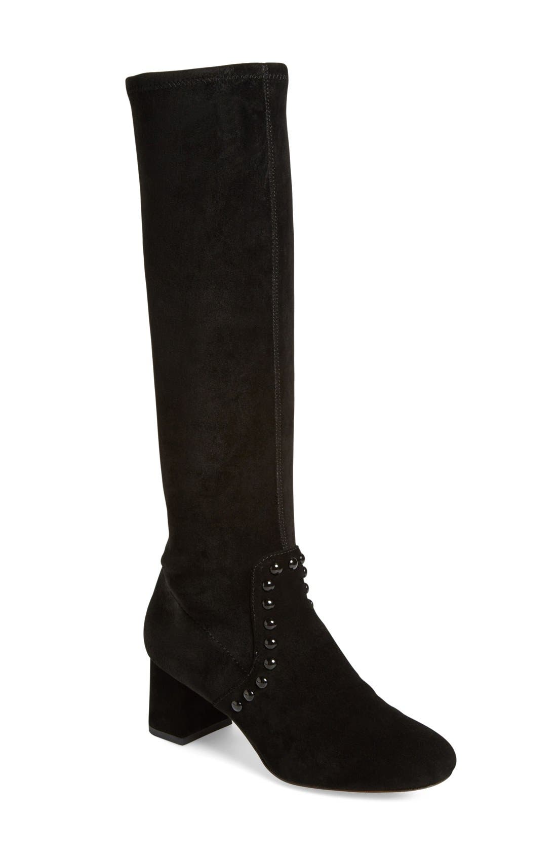 'Britney' Knee-High Boot, Main, color, BLACK SUEDE