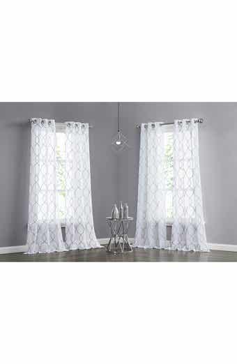 DAINTY HOME Set of 4 Print Sheer Curtain Panels