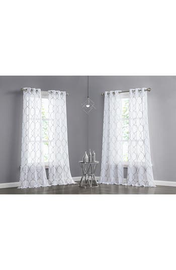 Dainty Home Set Of 4 Print Sheer Curtain Panels In White