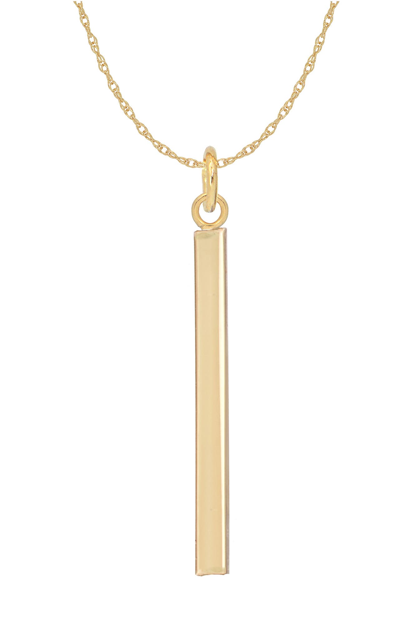 CANDELA JEWELRY 14K Yellow Gold Vertical Bar Pendant Necklace