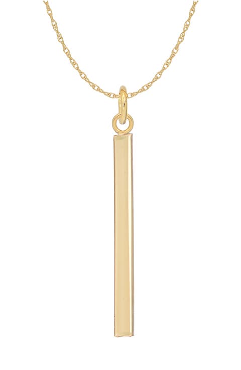 14K Yellow Gold Vertical Bar Pendant Necklace