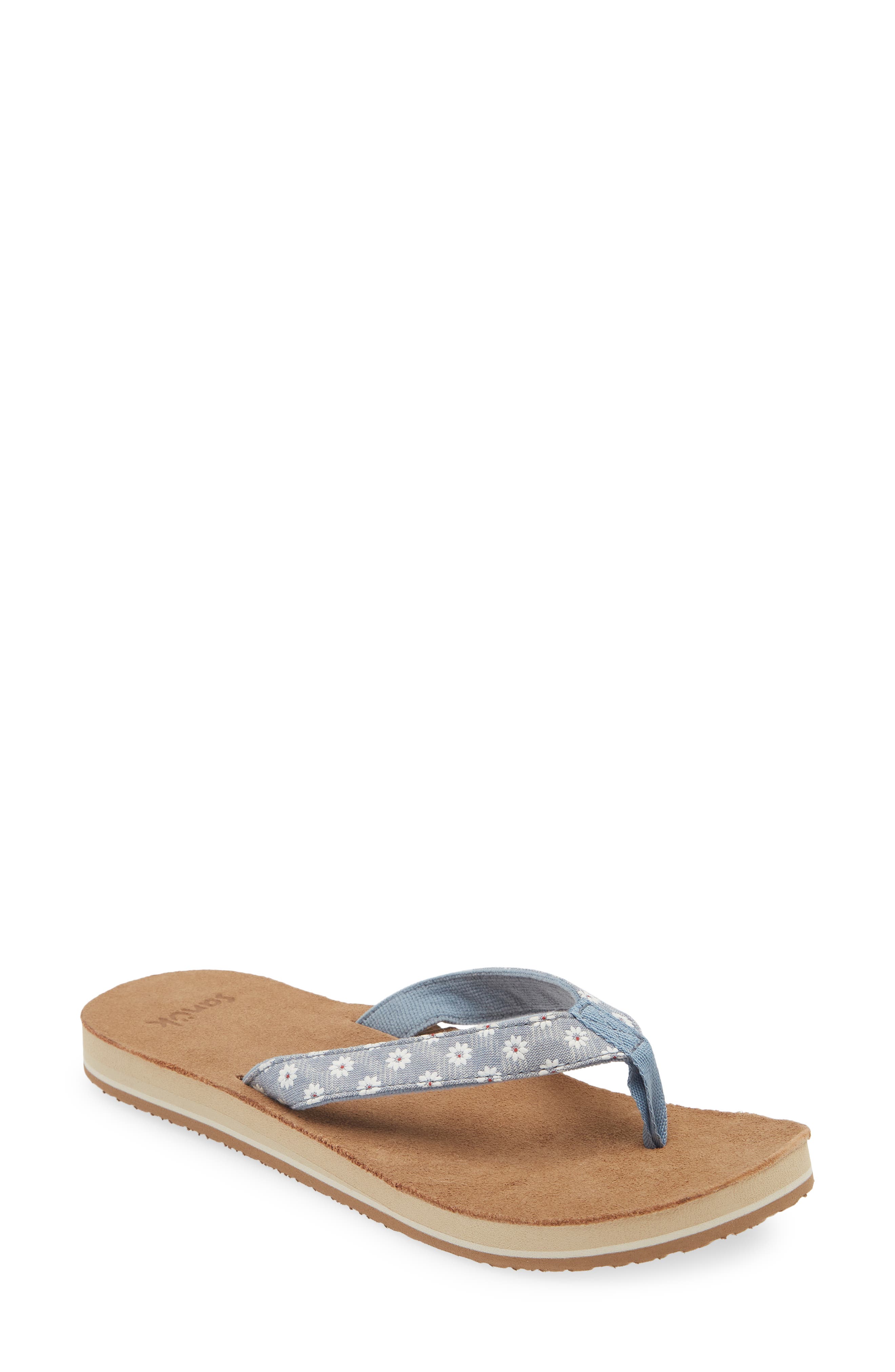 Sanuk Happy Placer Daisy Flip Flop, Main, color, 