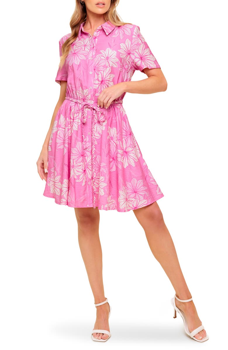 FLYING TOMATO Print Mini Shirtdress, Main, color, Pink