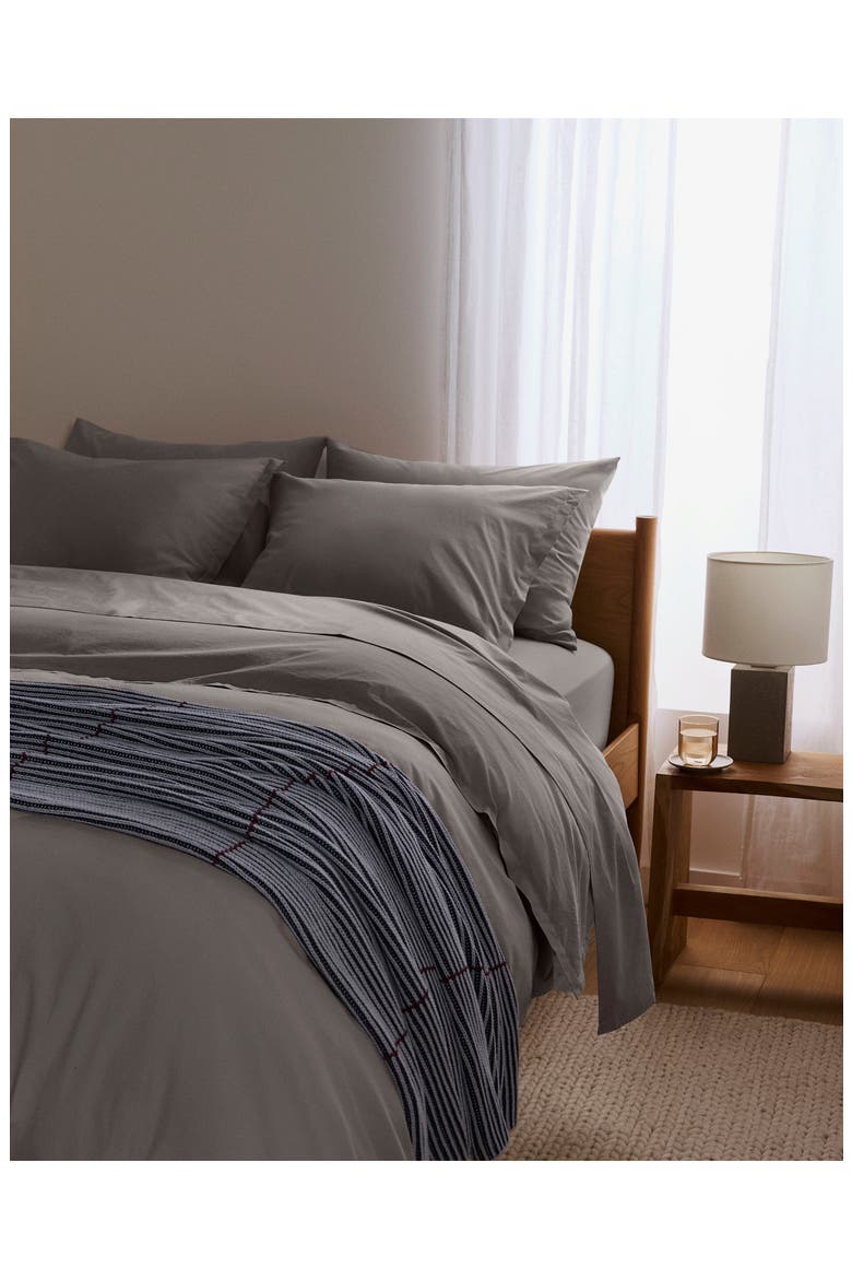 Percale Egyptian Cotton Duvet Cover, Alternate, color, PEBBLE