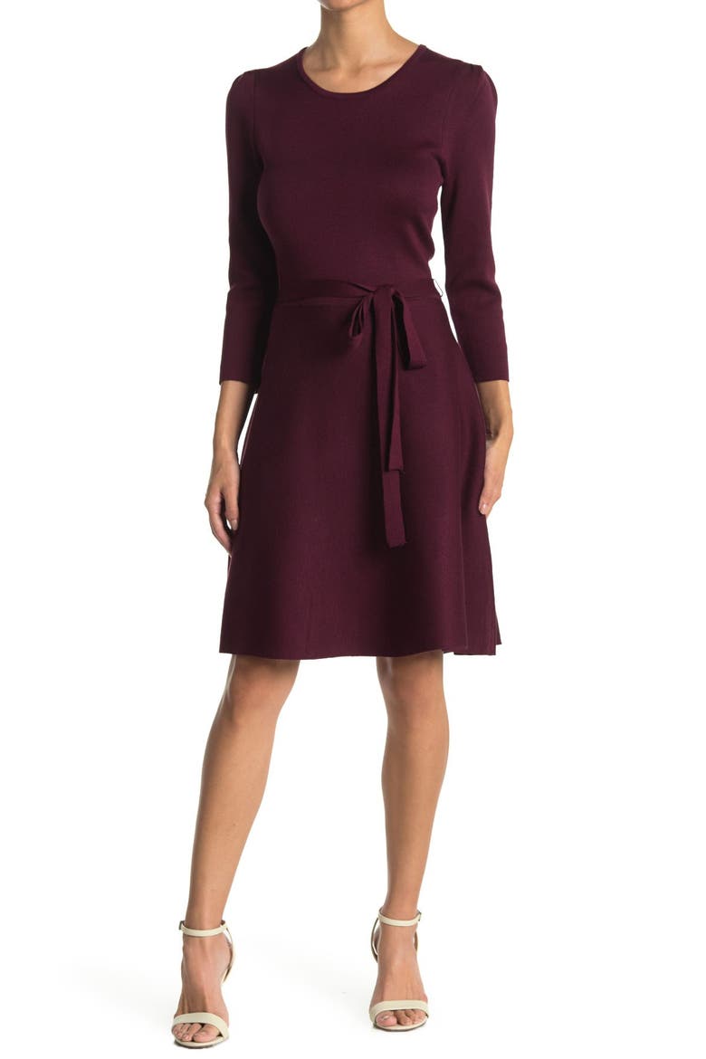 Fit & Flare Dress, Alternate, color, DEEPWINE