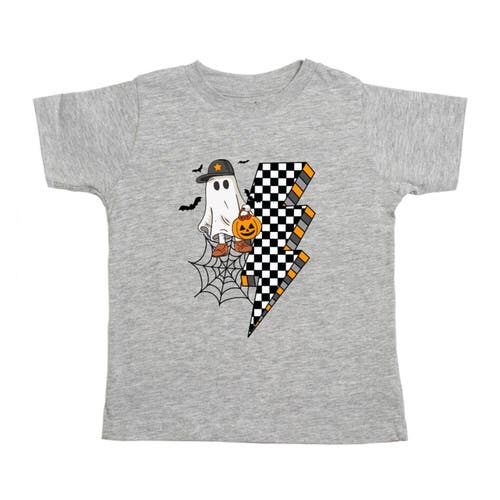 Sweet Wink Boys' Checker Ghost Halloween Short Sleeve T-shirt - Little Kid In Gray