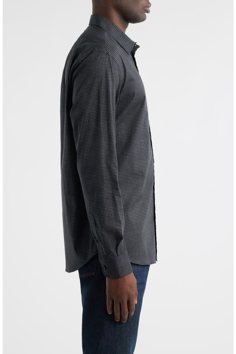 Micro Dash Button-Up Shirt, Alternate, color, SOLID BLACK