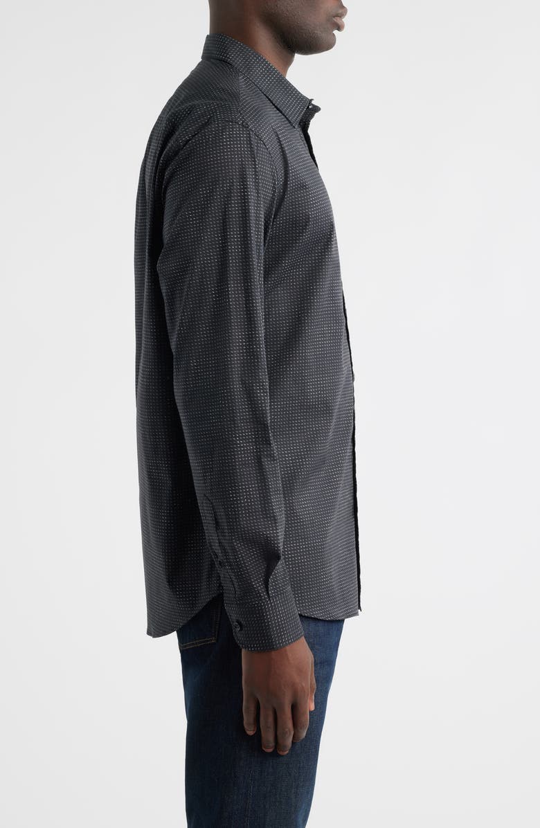 Emporio Armani Micro Dash Button-Up Shirt, Alternate, color, Solid Black