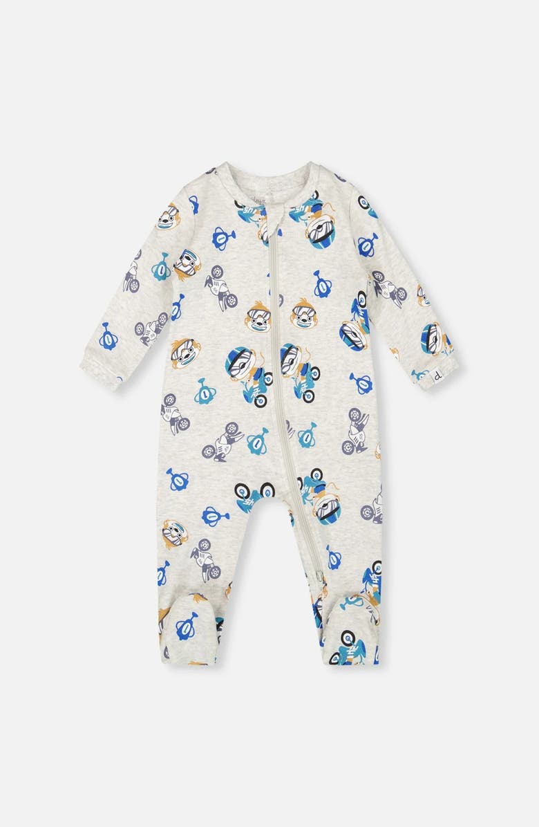 Deux par Deux One-Piece Organic Cotton Pajama Monkey, Main, color, Beige