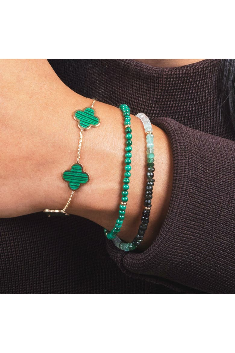 Large Malachite Clover Bracelet, Alternate, color, Malachite