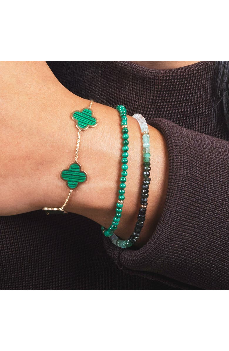 The Lovery Fine Jewelry Large Malachite Clover Bracelet, Alternate, color, Malachite