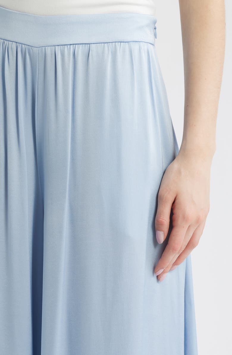 MANGO High Waist Satin Wide Leg Pants, Alternate, color, Sky Blue