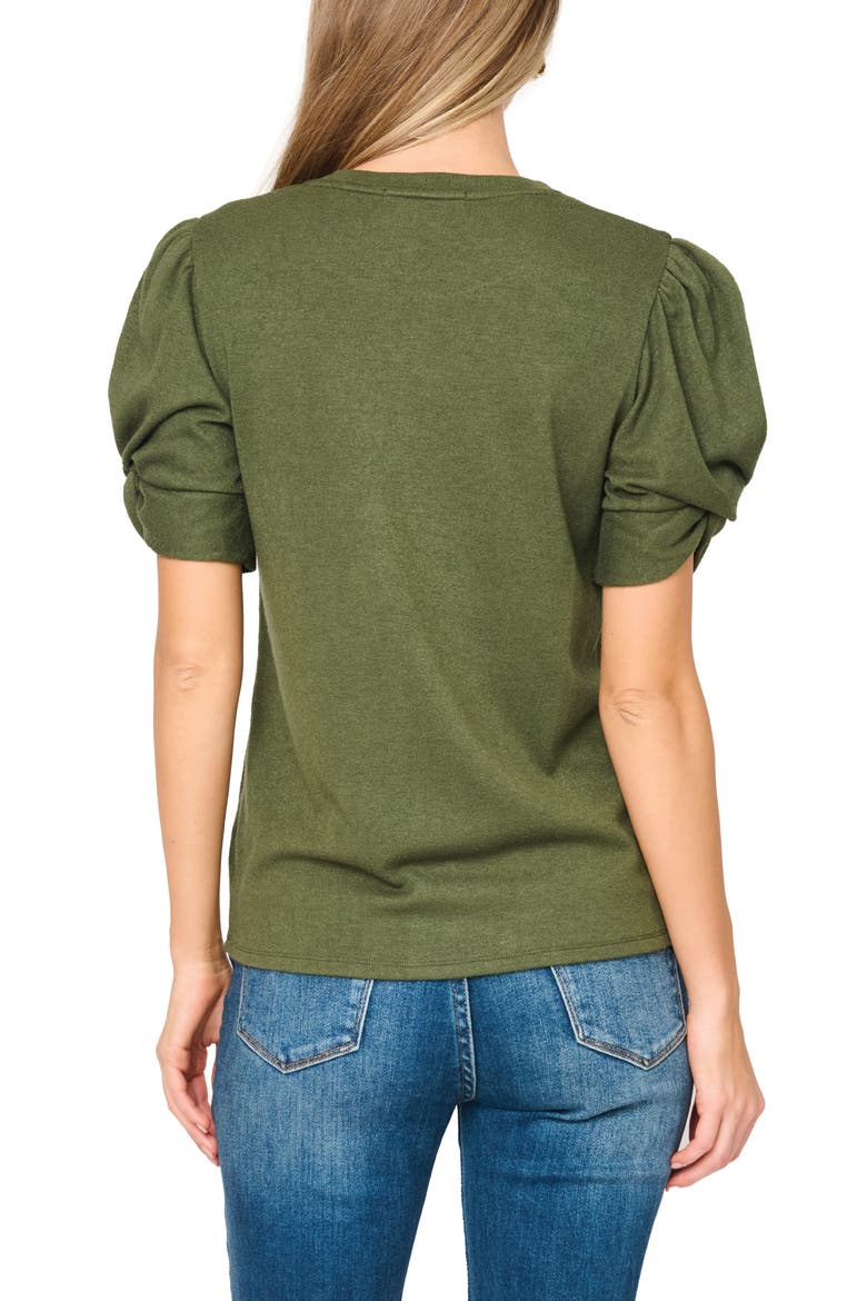 Twist Puff Sleeve Luxe T-Shirt, Alternate, color, MARTINI OLIVE