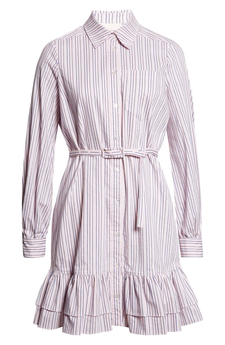Cinq à Sept Tirza Sophie Stripe Long Sleeve Belted Shirtdress, Alternate, color, Strawberry Cream/ Blue
