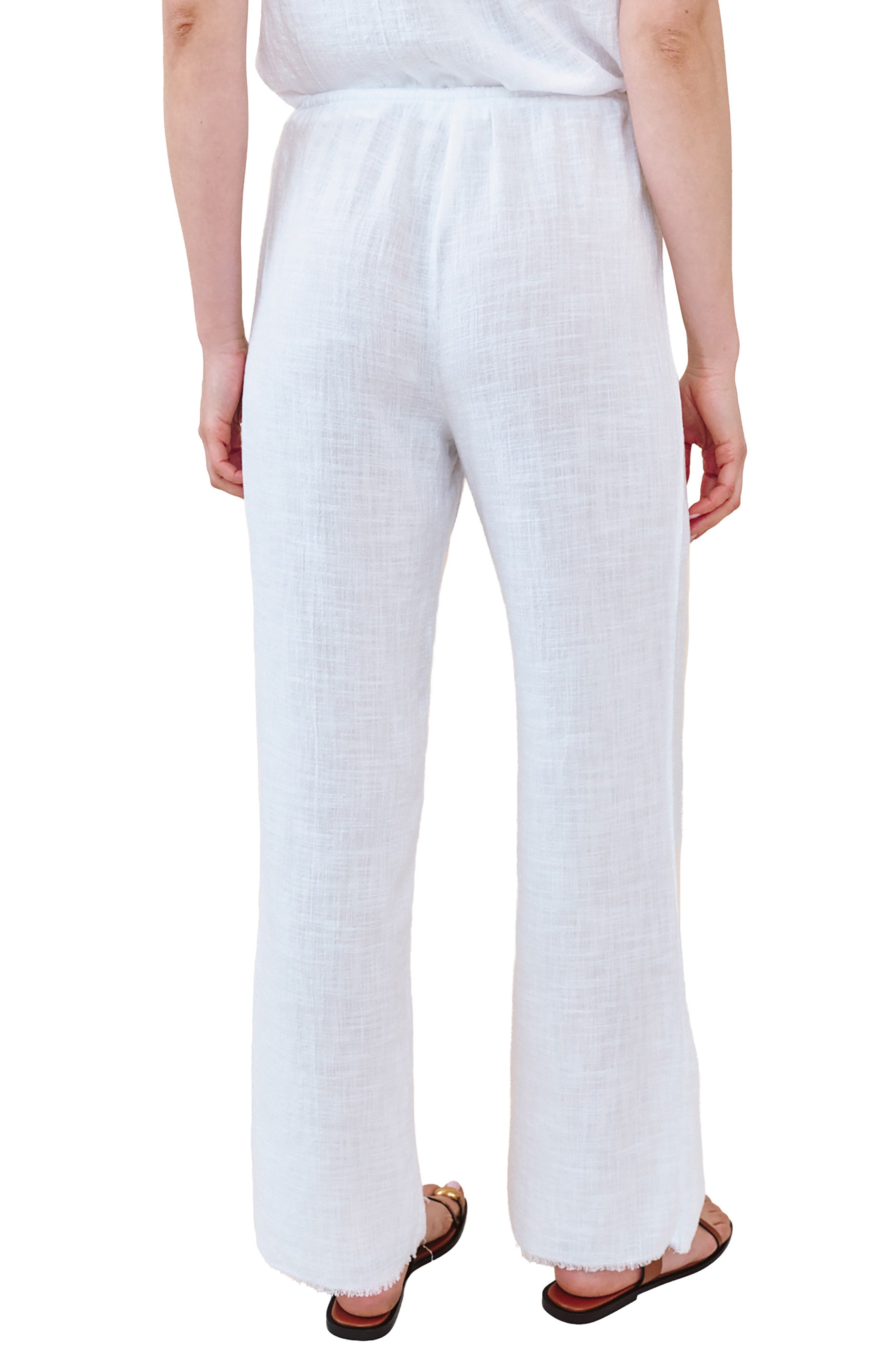 Fray Hem Drawstring Beach Pants - image 2