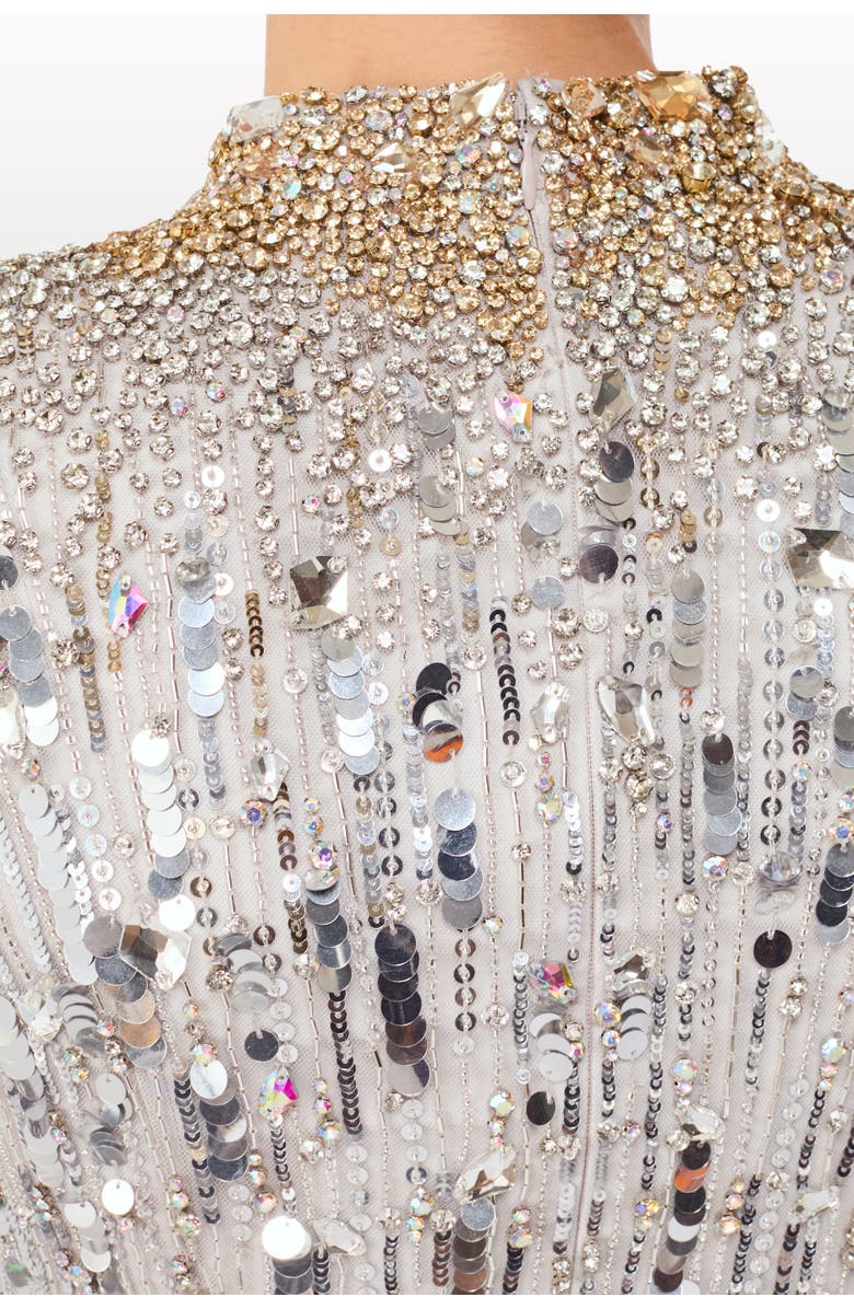 Jenny Packham Passion Sequin-Embellished Mini Dress, Alternate, color, Ammonite And Silver