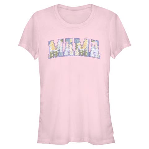 Junior's Disney Mama Collegiate Fabric Pattern  Graphic T-Shirt