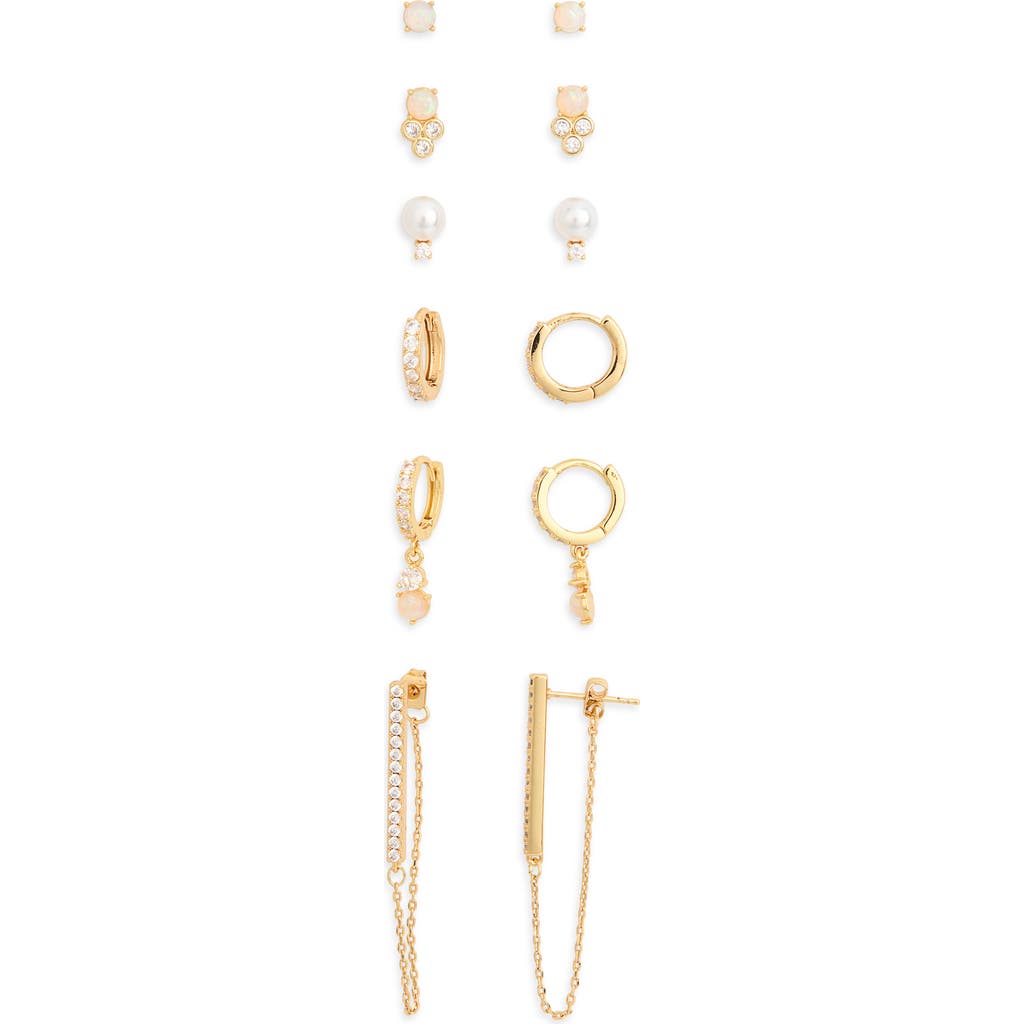 Nordstrom Rack Set Of 6 Cubic Zirconia & Faux Pearl Earrings