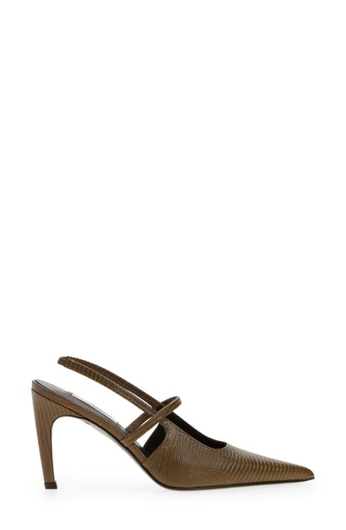Totême Toteme Lizard Embossed Sharp Pointed Toe Slingback Pump