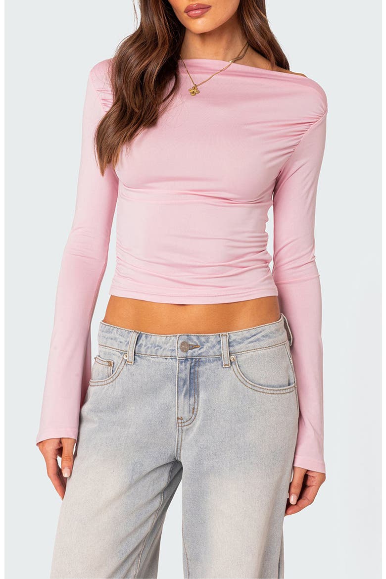 Dana Gathered Bell Sleeve Crop Top, Main, color, LIGHT-PINK