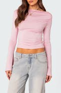 EDIKTED Dana Gathered Bell Sleeve Crop Top