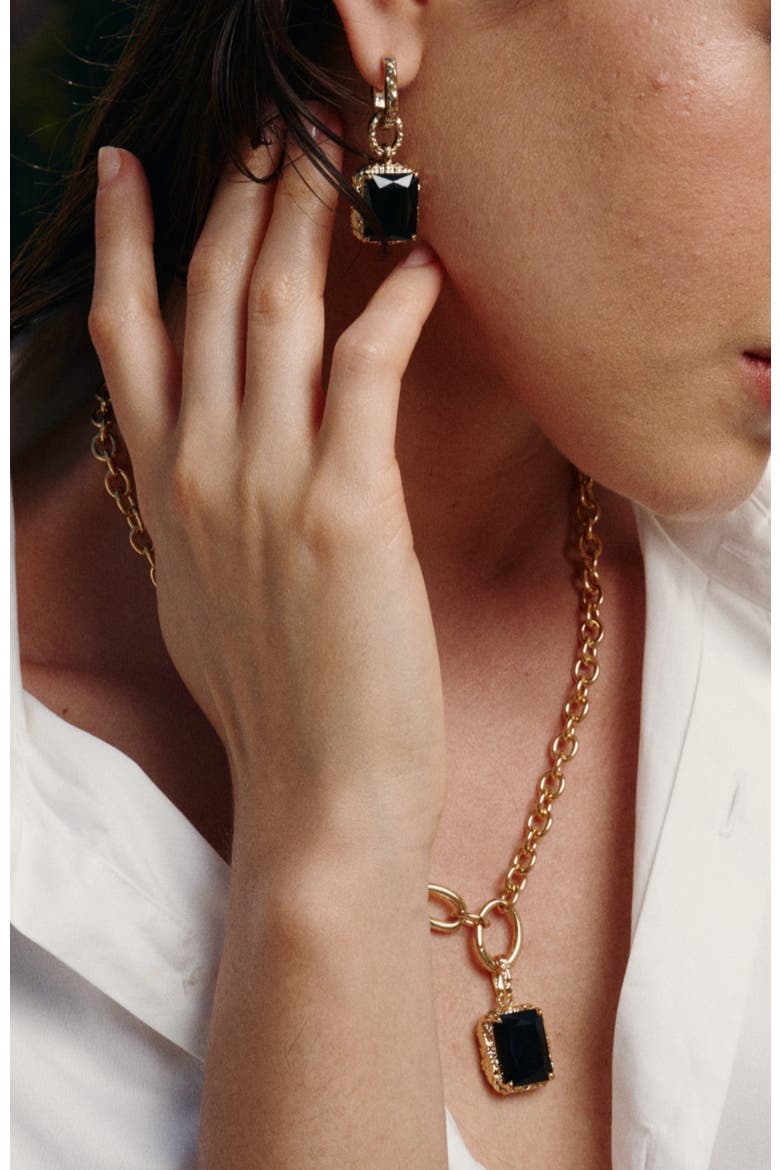 Agate Lava Necklace, Alternate, color, Gold & Black