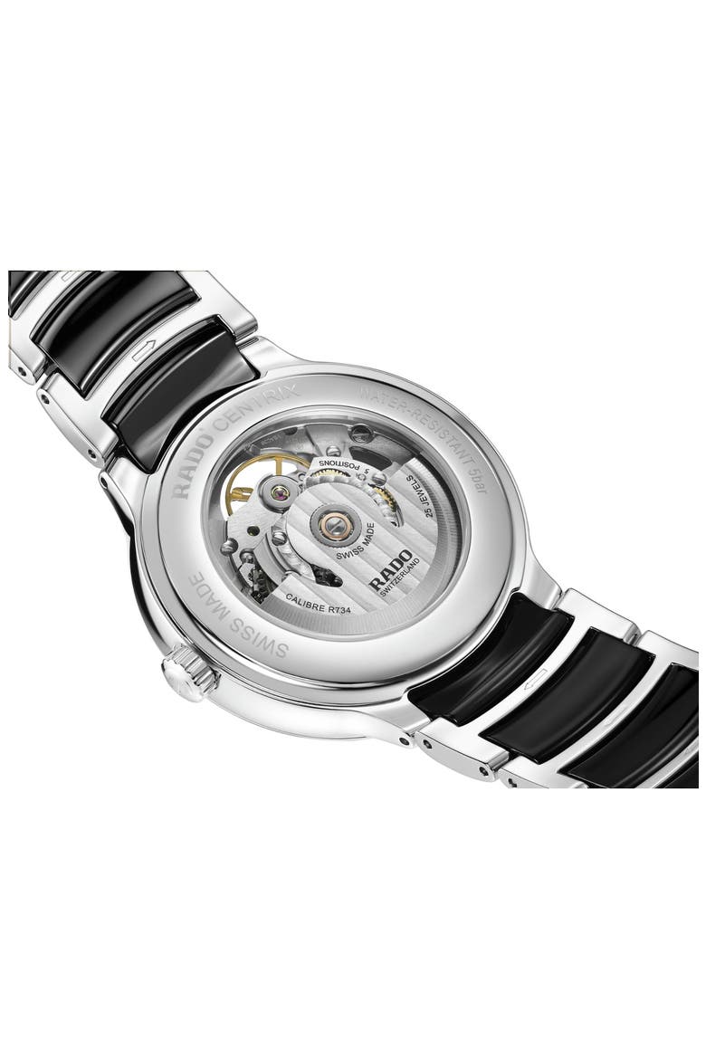 Centrix Open Heart Automatic Ceramic Bracelet Watch, 39.5mm, Alternate, color, BLACK