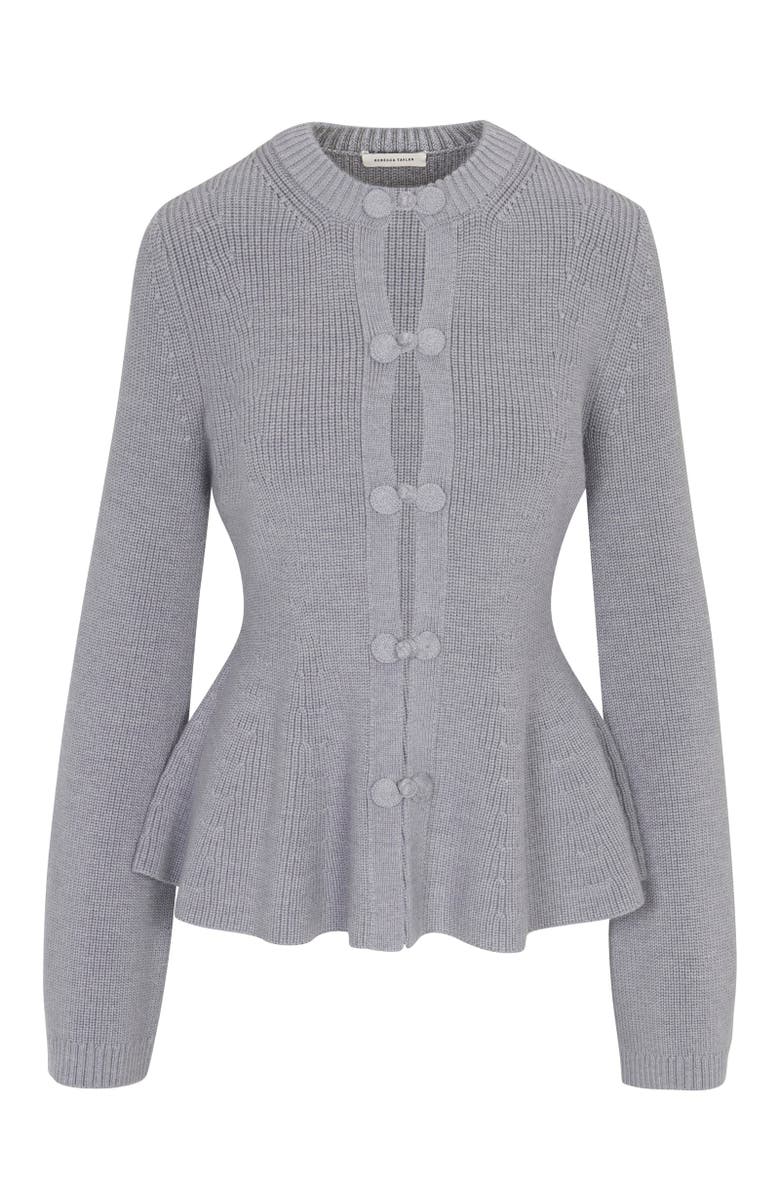Rebecca Taylor Novlety Wool Peplum Cardi, Alternate, color, Medium Heather Grey