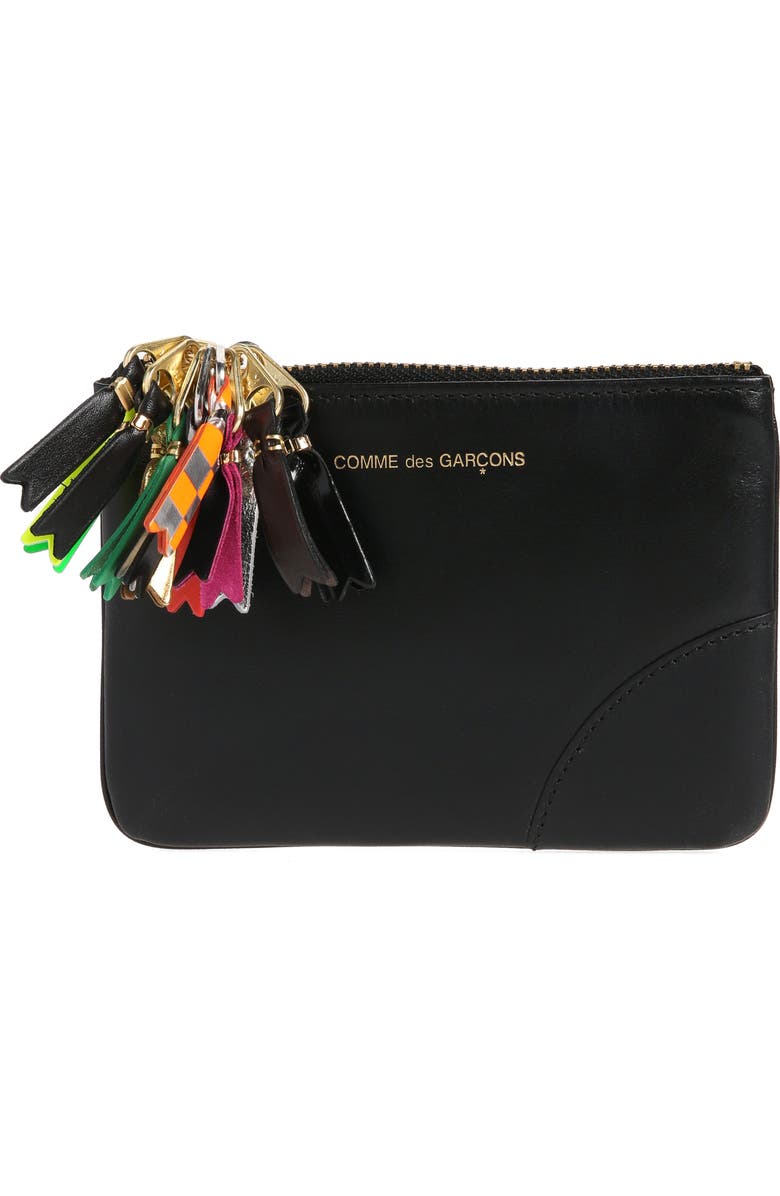 Comme des Garçons Wallets Small Zipper Pull Leather Pouch, Main, color,