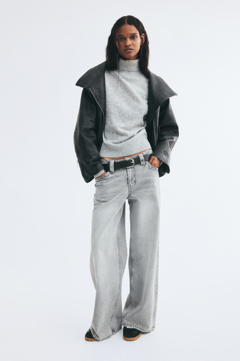 Roll-Neck Sweater, Alternate, color, Light gray melange/heart