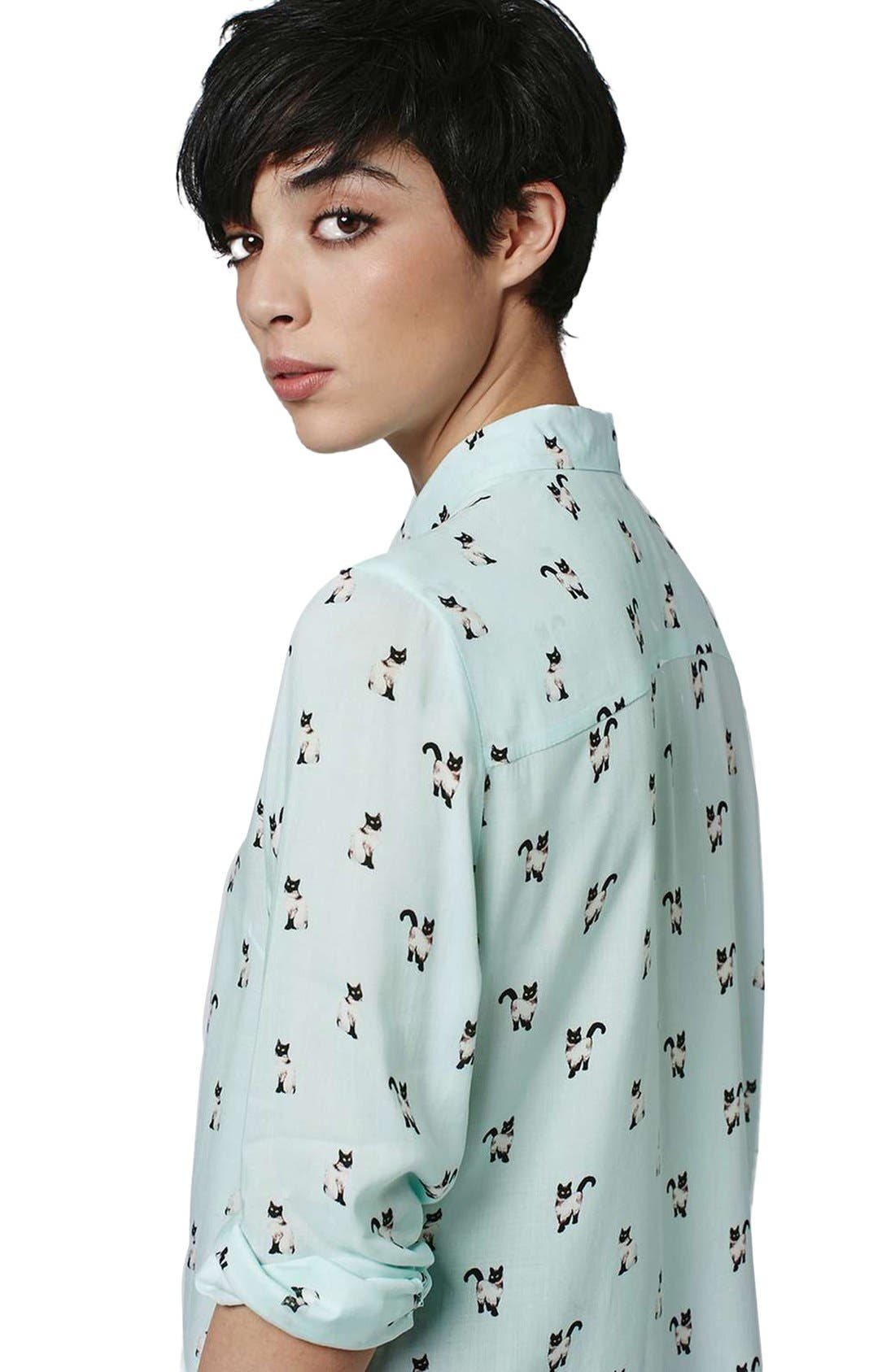 Topshop Kitty Print Shirt (Women) | Nordstrom